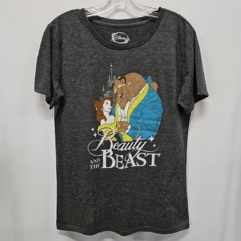 Disney Beauty and the Beast‎ Graphic Tee Charcoal Gray Heather L RN111647